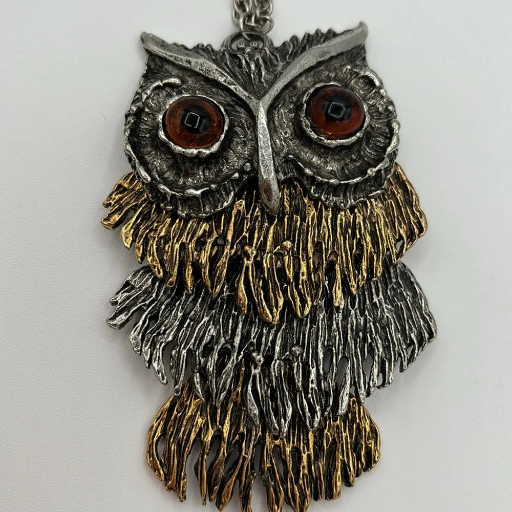 Vintage OWL Necklace! BOHO style Gold/Silver Statement Piece!